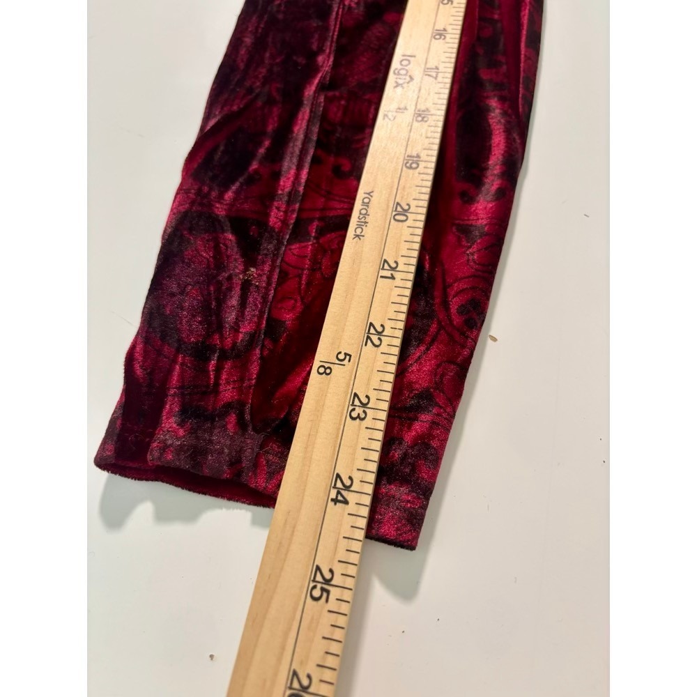 Velvet Cardigan Womens 1X Burgundy Burnout Paisley Witchy Whimsigoth Romantic - Picture 13 of 14